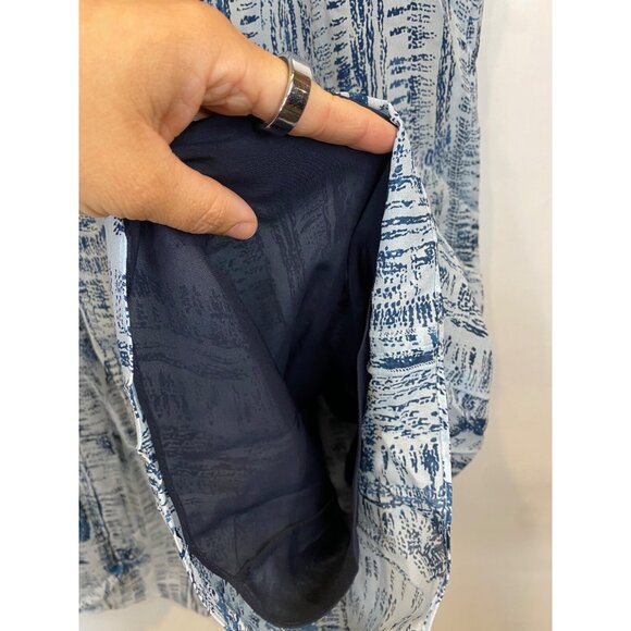 Theory Wide Leg Crop Pant Women's Medium 100% Silk Teal Multi Cascade Lined New - Picture 4 of 7